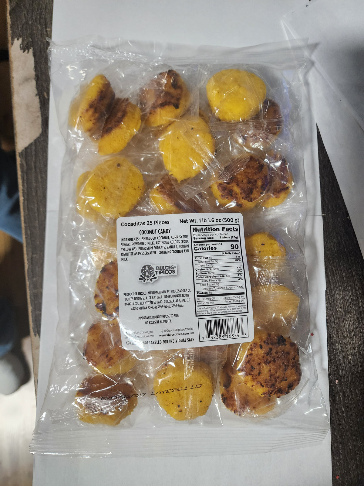 Dulces Tipicos Cocaditas Coconut Candy Amarilla 9/25ct (500g)