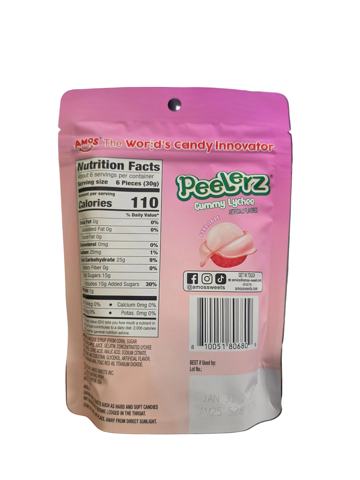Peelerz Lychee Gummy Candy (170g) 12/1ct