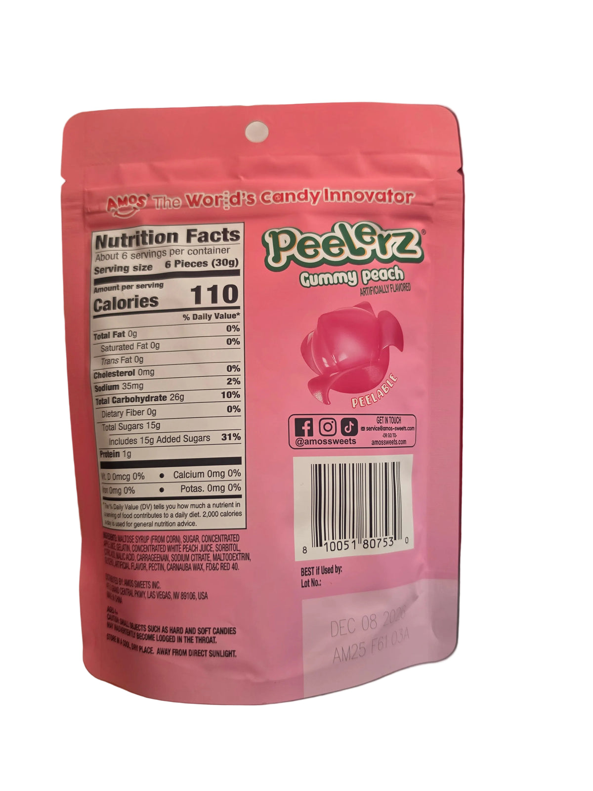 Peelerz Peach Gummy Candy (170g) 12/1ct
