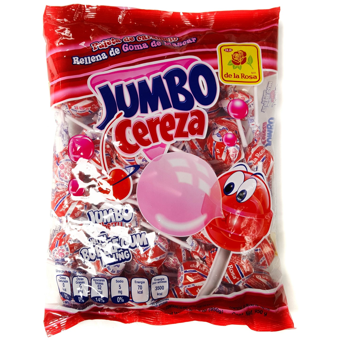 Paleta Jumbo Cereza Con Goma De Mascar