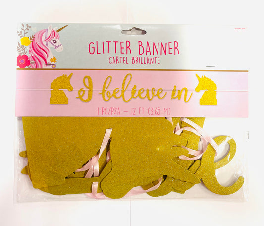 Amscan Glitter Banner Magical Unicorn