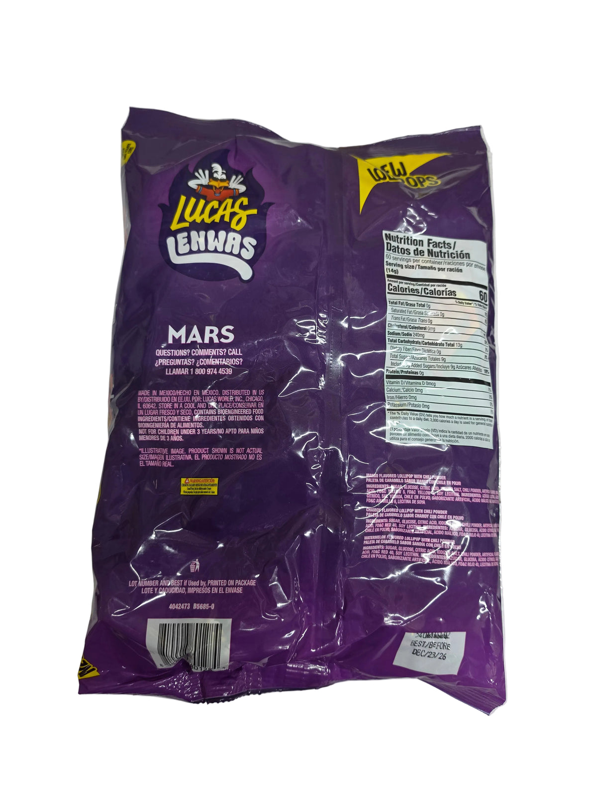 Lucas Paletas Lenwas Surtido (840g) 12/60ct