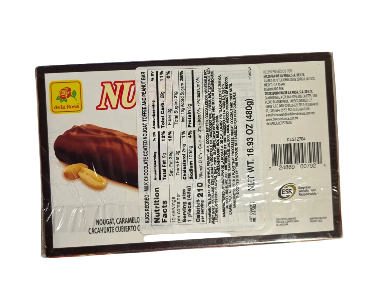 DLR Nugs Recreo - Nougat Caramelo de Leche y Cacahuate 10piezas (480g)