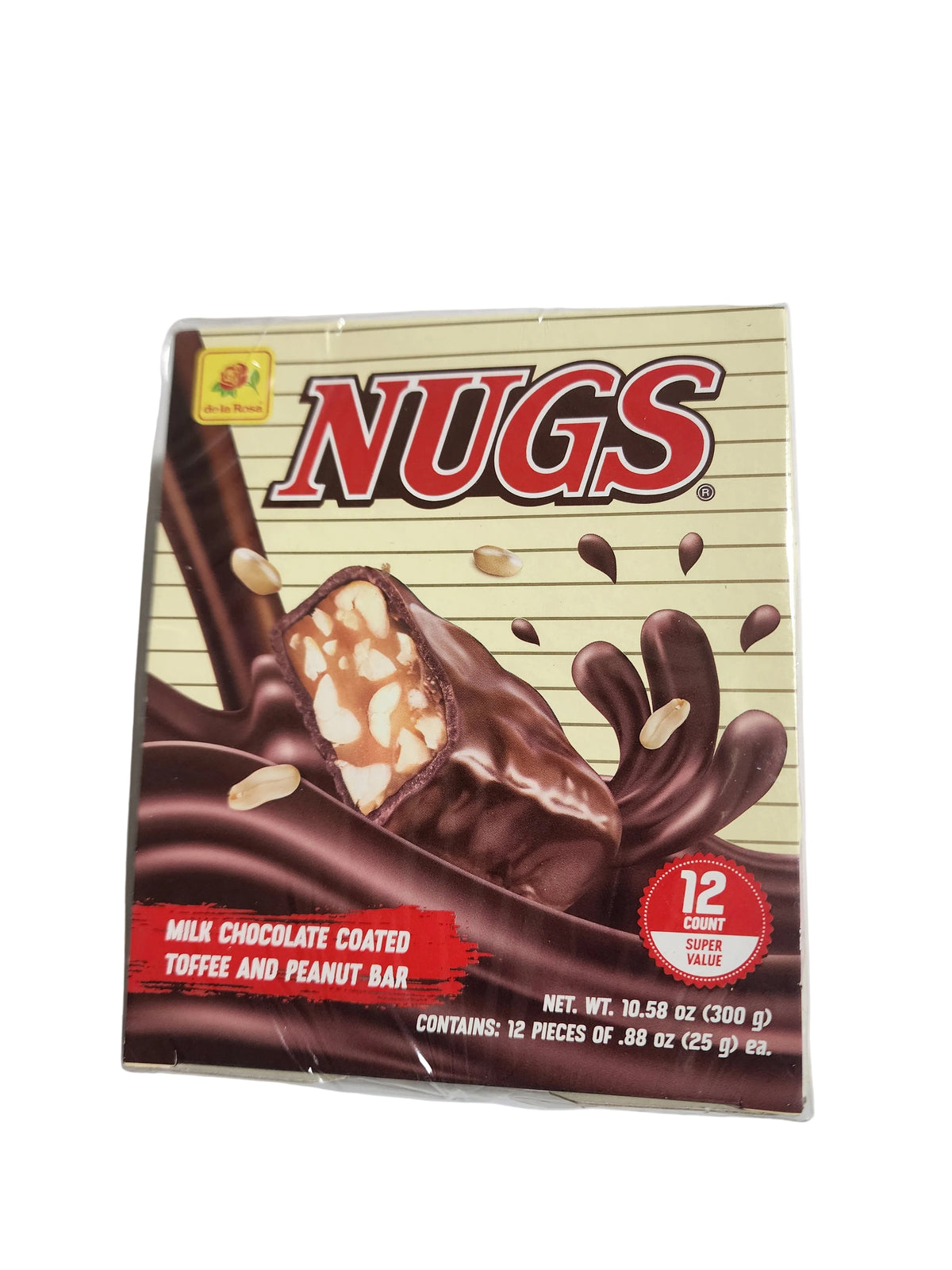 Nugs- Toffe de leche con cacahuate cubierto de chocolate.