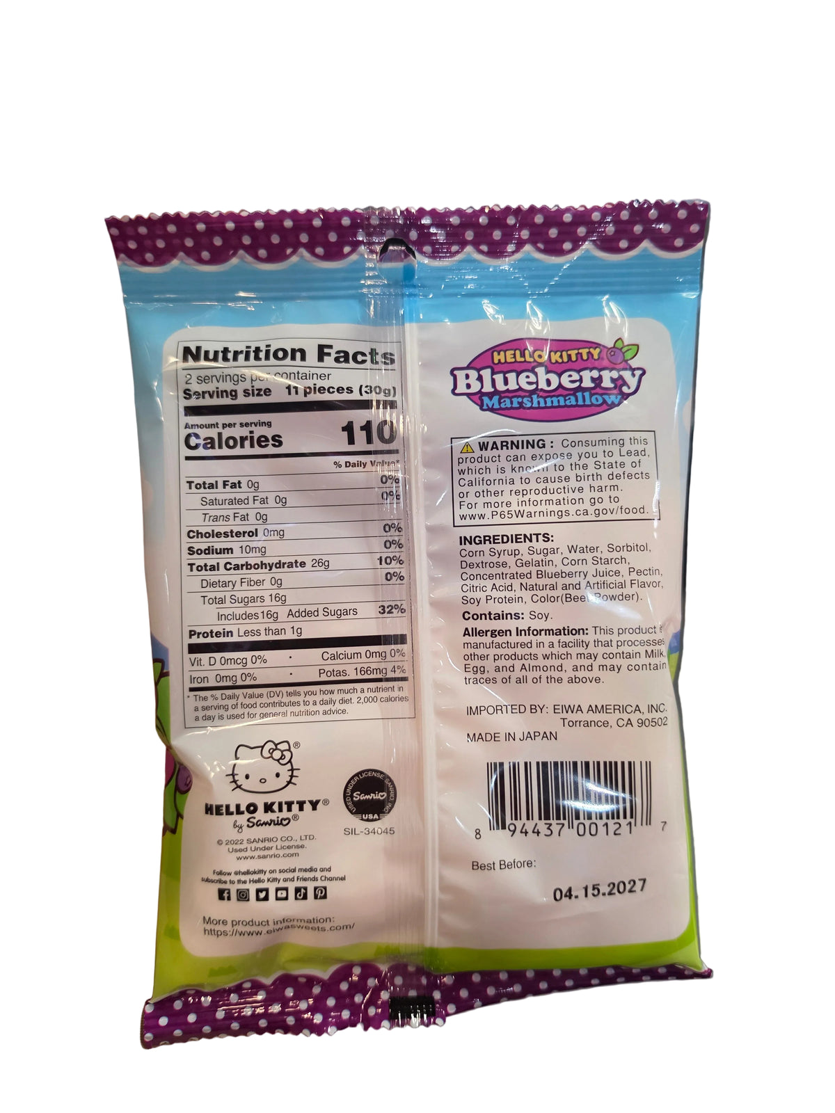 Eiwa Hello Kitty Blueberry Marshmallow (70g) 12/1ct
