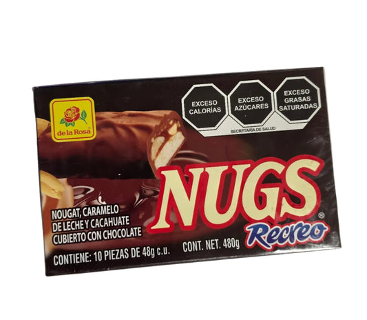DLR Nugs Recreo - Nougat Caramelo de Leche y Cacahuate 10piezas (480g)