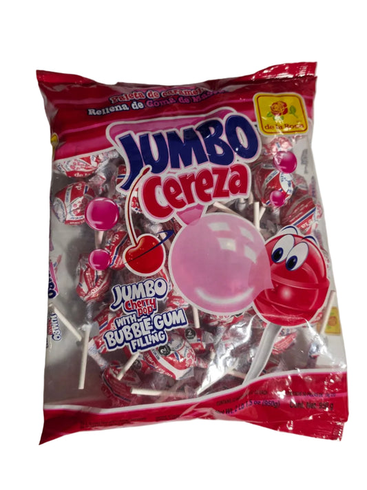 DLR Paleta Jumbo Cereza Con Goma De Mascar 12/50ct (950g)