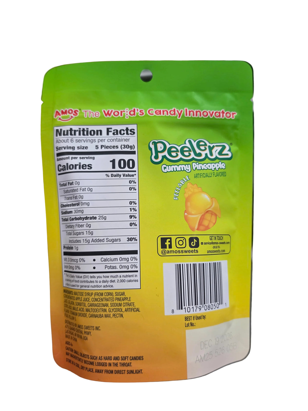 Peelerz Pineapple Gummy Candy (170g) 12/1ct