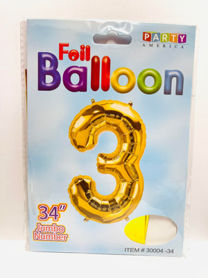 Foil Balloon Jumbo Numbers 3